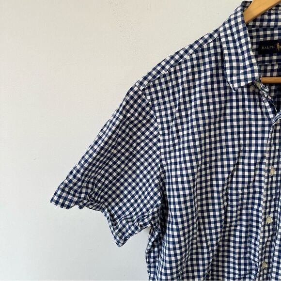 Ralph Lauren Blue Label Navy White Gingham Check Short Sleeve Dress Shirt - Picture 6 of 6